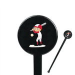 Sports 7" Round Plastic Stir Sticks - Black - Single Sided