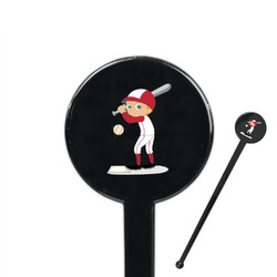 Sports 7" Round Plastic Stir Sticks - Black - Single Sided