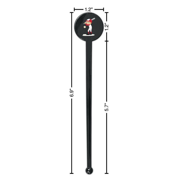 Sports Black Plastic 7" Stir Stick - Round - Dimensions