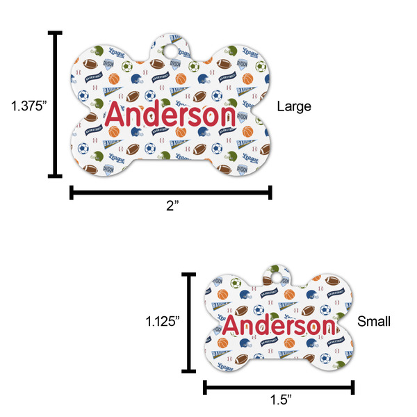 Sports Bone Shaped Dog ID Tag - Large - Scale