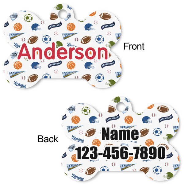 Sports Bone Shaped Dog Tag - Front & Back
