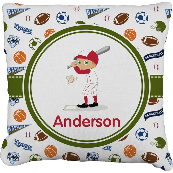 Custom Sports Faux-Linen Throw Pillow 16" (Personalized)