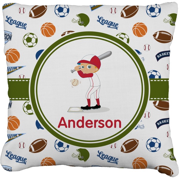 Custom Sports Faux-Linen Throw Pillow 20" (Personalized)