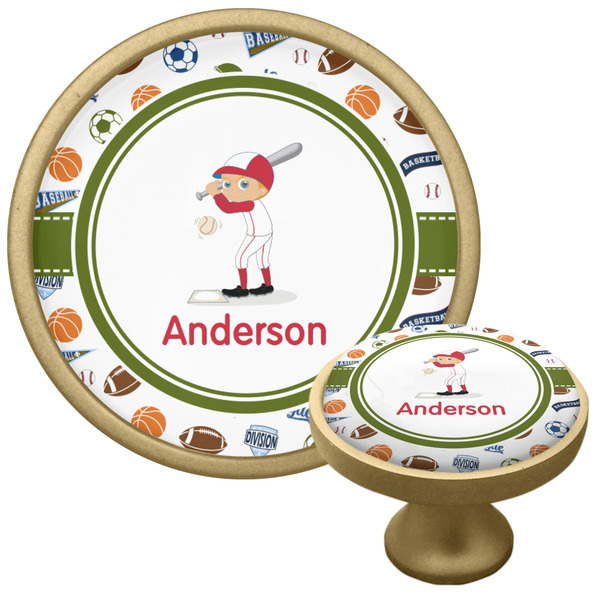 Custom Sports Cabinet Knob - Gold (Personalized)