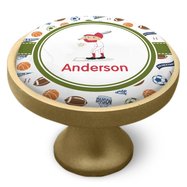 Sports Cabinet Knob - Gold - Side