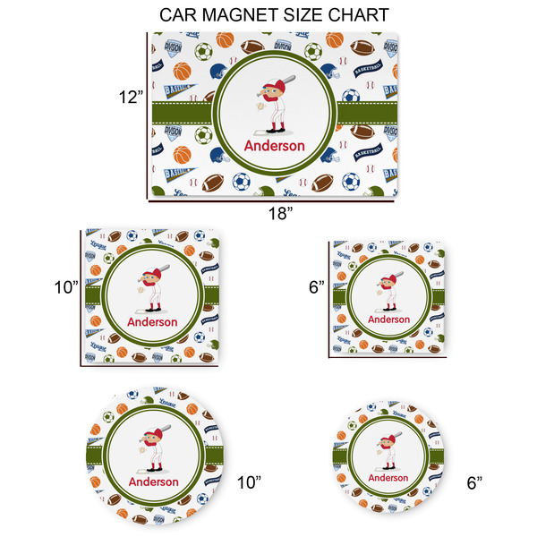 Sports Car Magnets - SIZE CHART