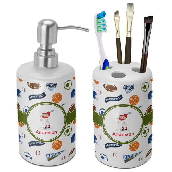 Custom Sports Ceramic Bathroom Accessories Set (Personalized)