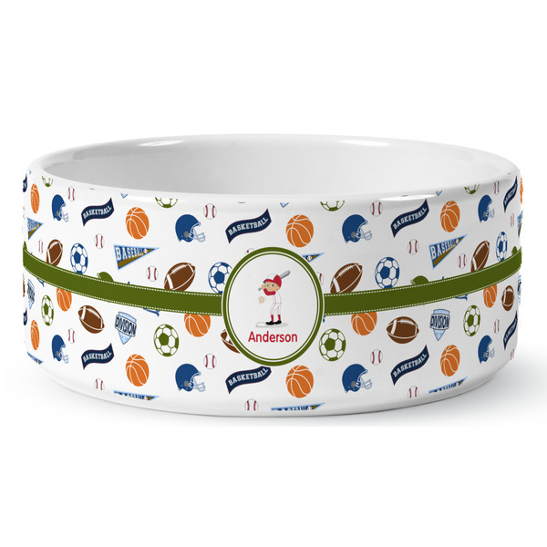 Sports Ceramic Dog Bowl - Medium - Front