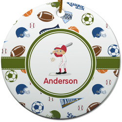 Sports Round Ceramic Ornament w/ Name or Text