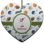 Sports Heart Ceramic Ornament w/ Name or Text