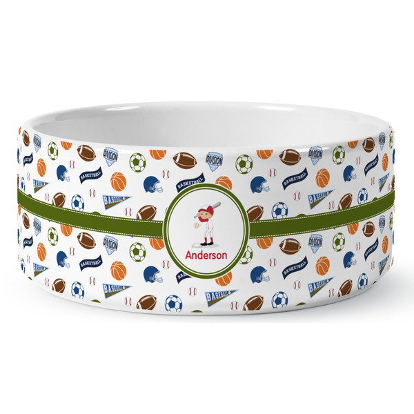 Custom Sports Ceramic Dog Bowl - Medium (Personalized)