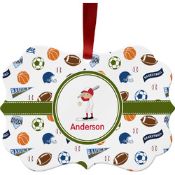 Sports Metal Frame Ornament - Double Sided w/ Name or Text