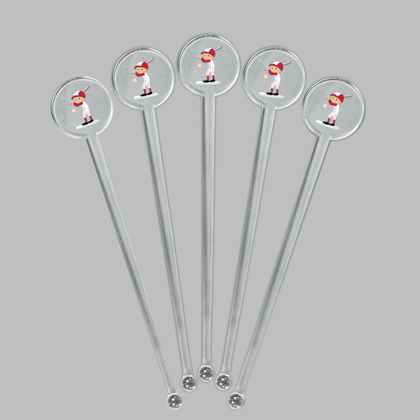 Sports Clear Plastic 7" Stir Stick - Round - Fan View