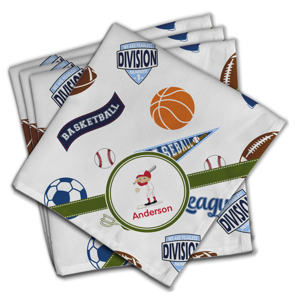 Custom Sports Cloth Napkins (Set of 4) (Personalized)