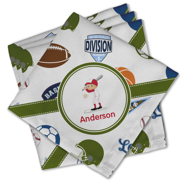 Custom Sports Cloth Cocktail Napkins - Set of 4 w/ Name or Text