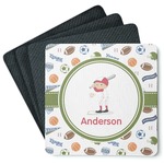 Sports Square Rubber Backed Coasters - Set of 4 (Personalized)