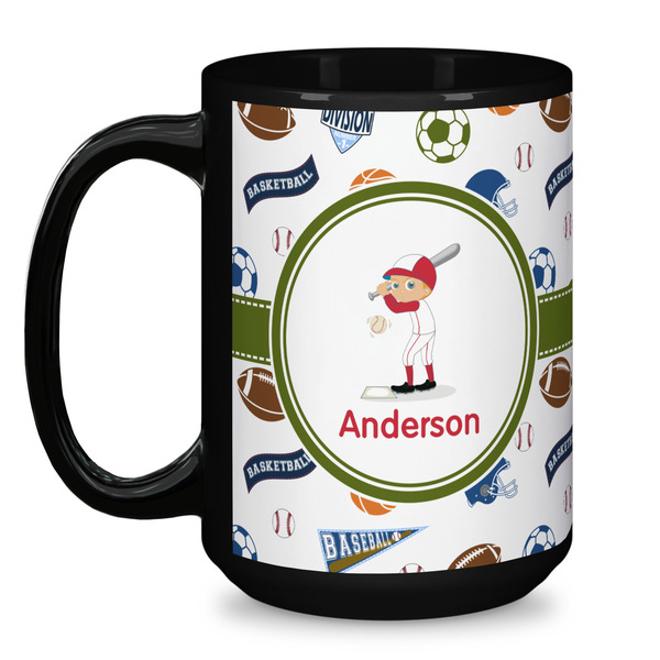 Sports Coffee Mug - 15 oz - Black