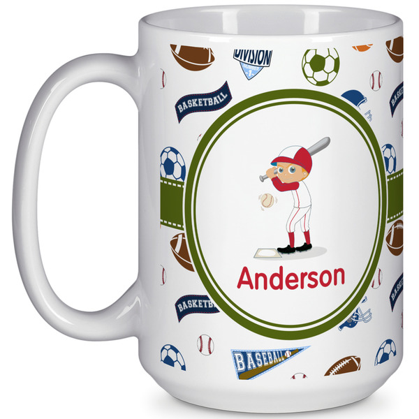 Custom Sports 15 Oz Coffee Mug - White (Personalized)