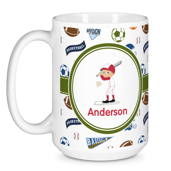 Sports Coffee Mug - 15 oz - White