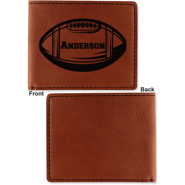Sports Cognac Leatherette Bifold Wallets - Front and Back Single Sided - Apvl