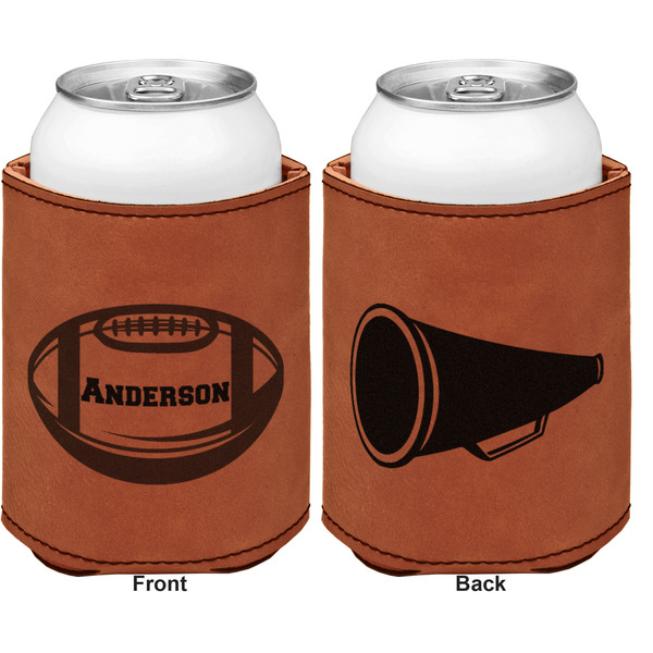 Sports Cognac Leatherette Can Sleeve - Double Sided Front and Back