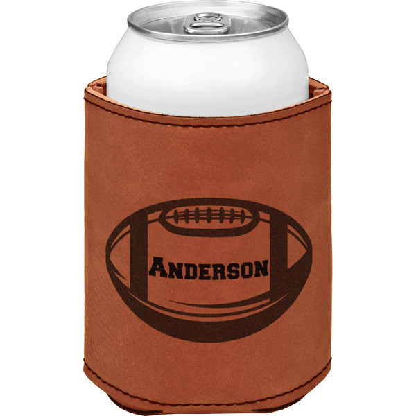 Sports Cognac Leatherette Can Sleeve - Single Front