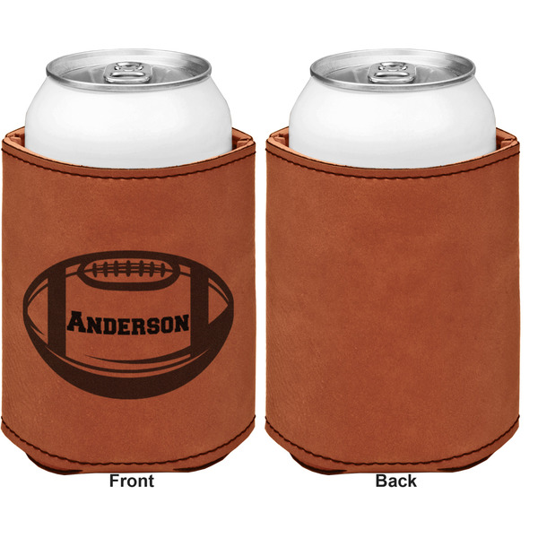 Sports Cognac Leatherette Can Sleeve - Single Sided Front and Back