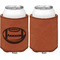 Sports Cognac Leatherette Can Sleeve - Single Sided Front and Back