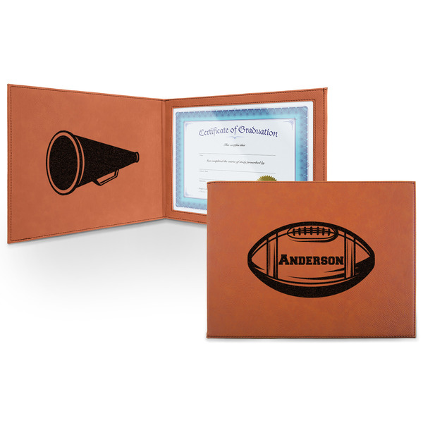 Custom Sports Leatherette Certificate Holder - Front and Inside (Personalized)
