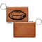 Sports Cognac Leatherette Keychain ID Holders - Front Apvl