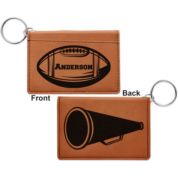Sports Cognac Leatherette Keychain ID Holders - Front and Back Apvl