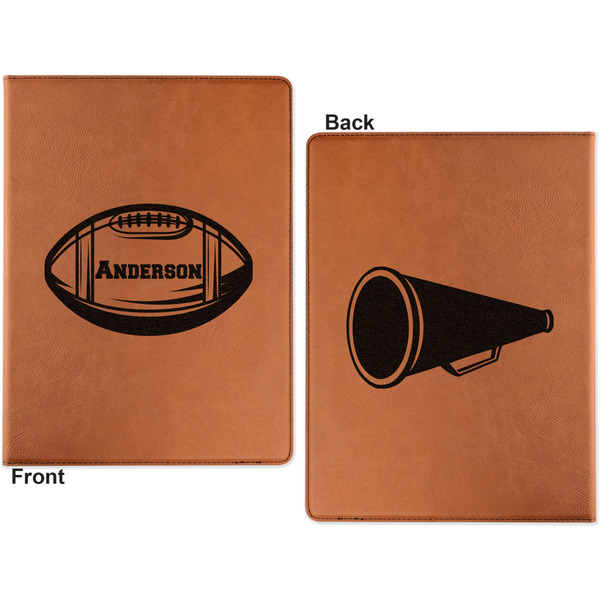 Sports Cognac Leatherette Portfolios with Notepad - Large - Double Sided - Apvl