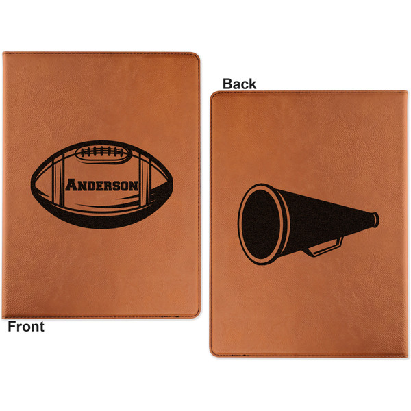 Sports Cognac Leatherette Portfolios with Notepad - Small - Double Sided- Apvl