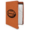 Sports Cognac Leatherette Zipper Portfolios with Notepad - Main