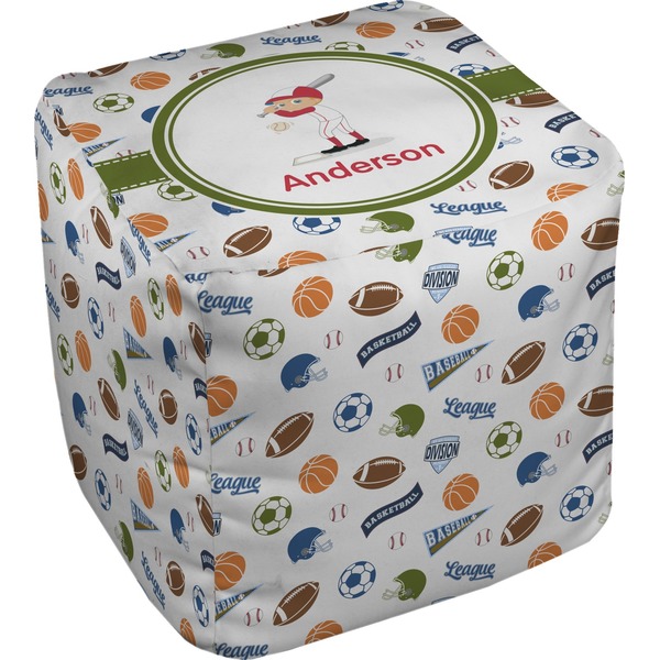 Custom Sports Cube Pouf Ottoman - 13" (Personalized)