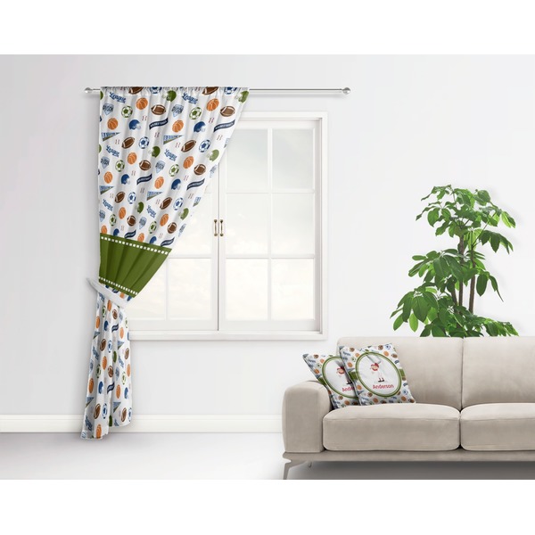 Sports Curtain With Window and Rod - in Room Matching Pillow