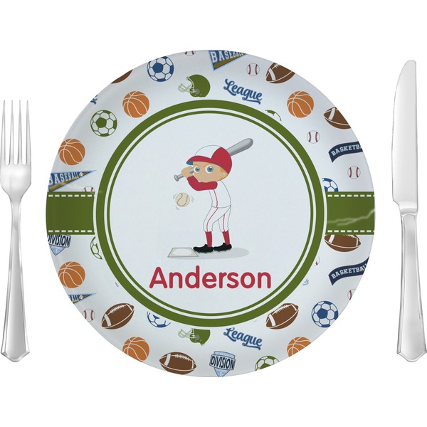 Custom Sports Glass Lunch / Dinner Plate 10" (Personalized)