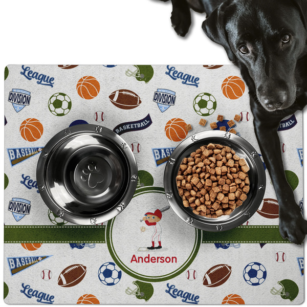 Custom Sports Dog Food Mat - Large w/ Name or Text