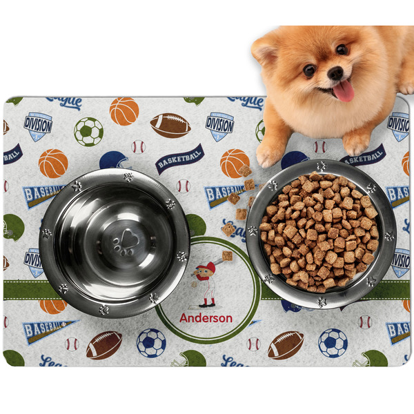 Custom Sports Dog Food Mat - Small w/ Name or Text