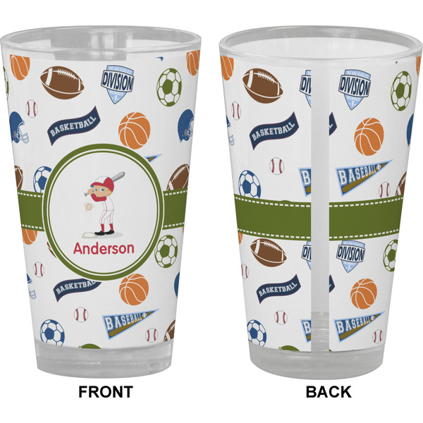 Sports Pint Glass - Full Color - Front & Back Views