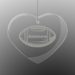 Sports Engraved Glass Ornament - Heart (Personalized)