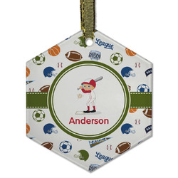 Sports Flat Glass Ornament - Hexagon w/ Name or Text
