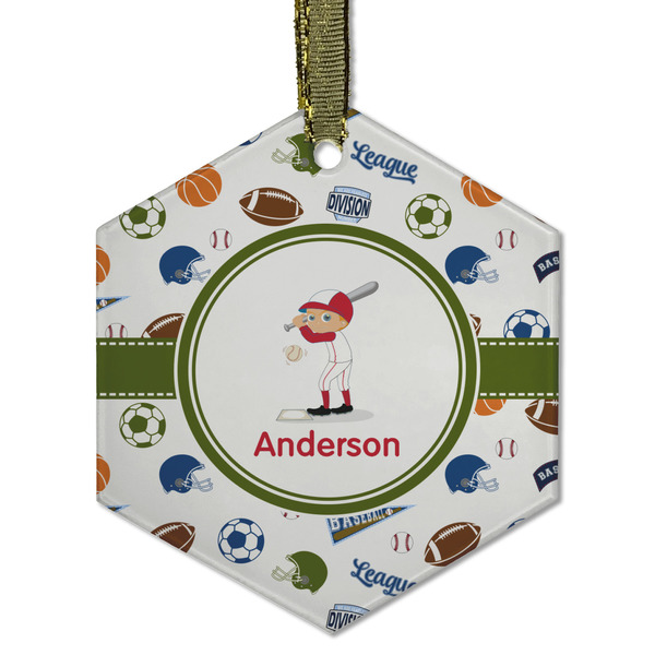 Sports Frosted Glass Ornament - Hexagon