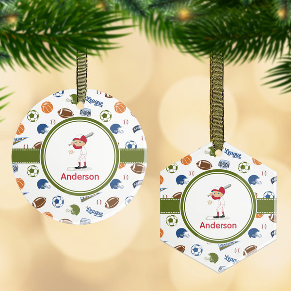 Custom Sports Flat Glass Ornament w/ Name or Text