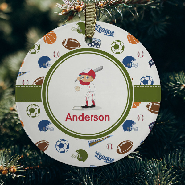 Sports Frosted Glass Ornament - Round (Lifestyle)