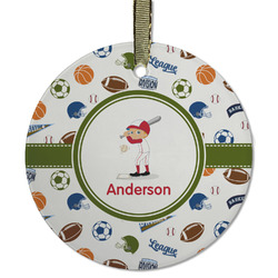 Sports Flat Glass Ornament - Round w/ Name or Text