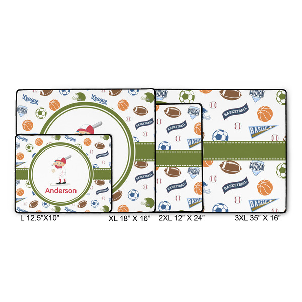 Sports Gaming Mats - SIZE CHART
