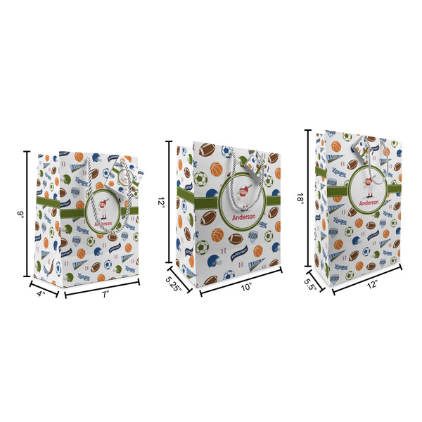 Sports Gift Bags - All Sizes - Dimensions