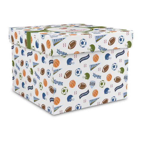 Custom Sports Gift Box with Lid - Canvas Wrapped - Large (Personalized)