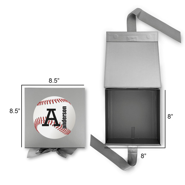 Sports Gift Boxes with Magnetic Lid - Silver - Open & Closed